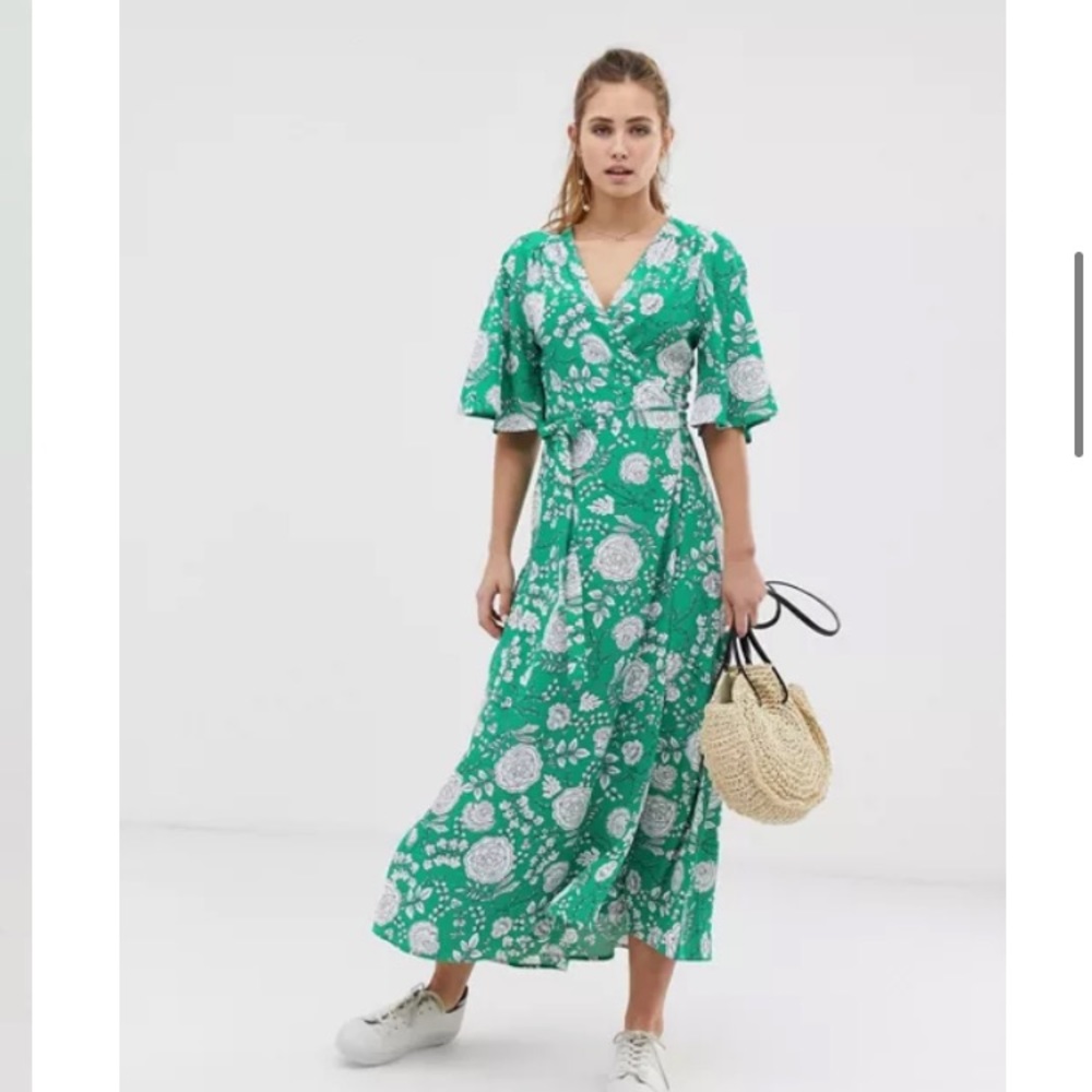 Brave Soul Kea midi wrap dress in floral print